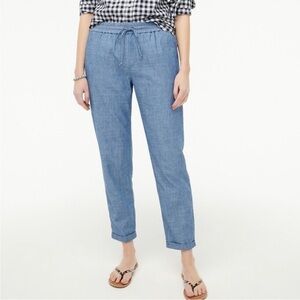 J. Crew Factory Blue Chambray 100% Cotton Cropped Pants Size 4